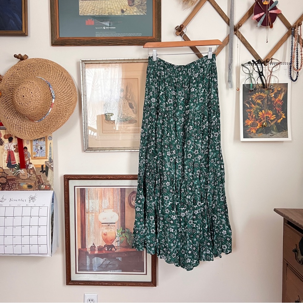 Floral Green Midi Skirt